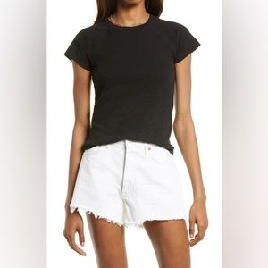 Madewell Westerville raglan black knit fitted tee, large